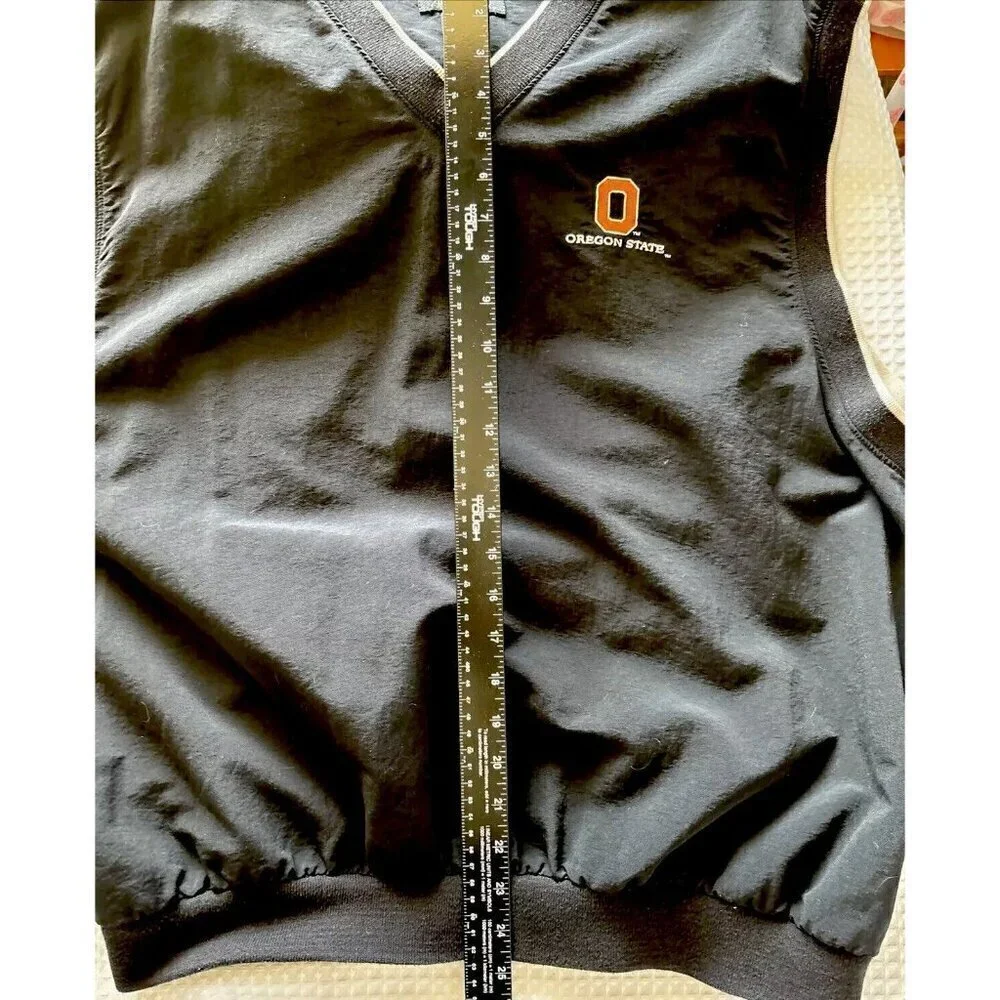 Antigua Oregon State Men’s XL Golf Vest Sleeveless Pullover Nylon Top Black‎ Tan